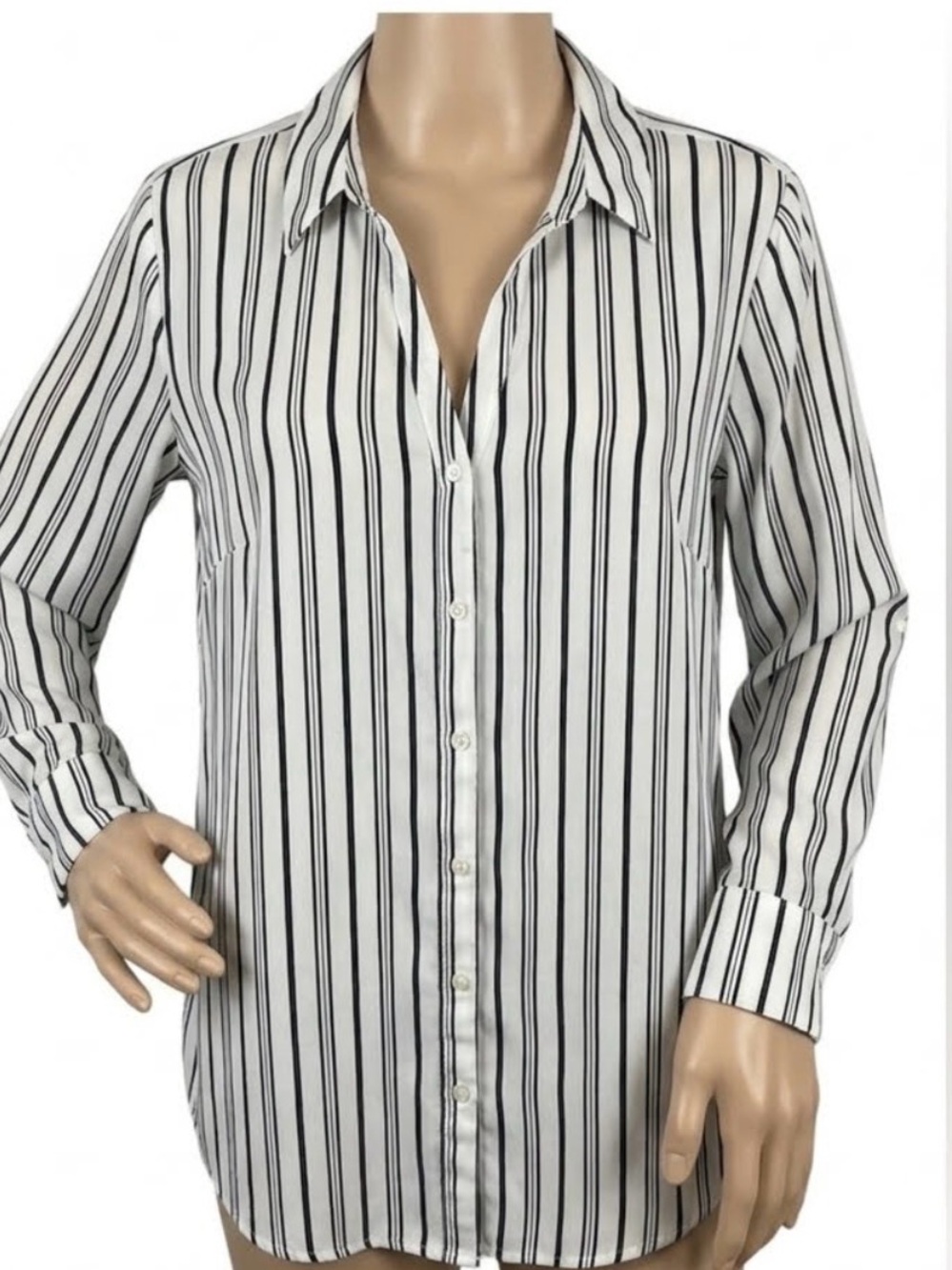 Worthington White and Black Striped Blouse